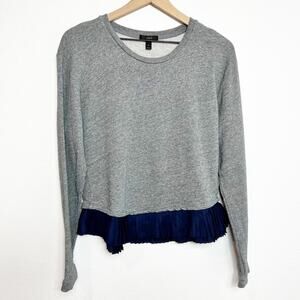 J. CREW GRAY FLEECE RUFFLE-HEM LONG SLEEVE SWEATSHIRT WOMEN SIZE MEDIUM